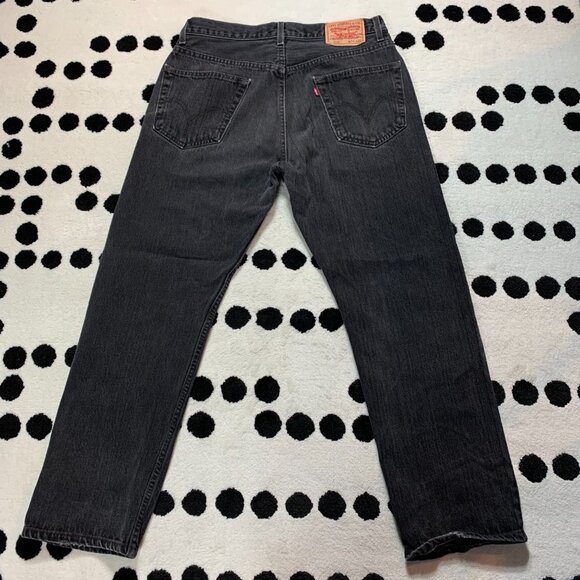 Vintage Y2K Levi's 505 Regular Fit Faded Washed Black Denim Straight Leg Jeans - Picture 4 of 13